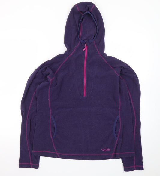 Rab Women's Purple 1/2 Zip Hooded Pullover Fleece UK 14