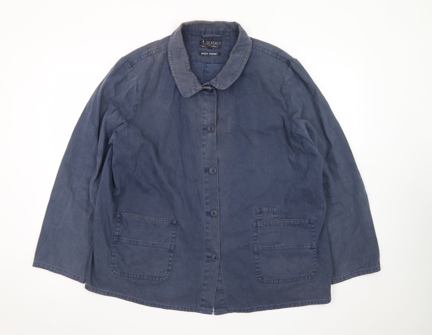 Seasalt Cornwall Women's Blue Cotton Button Casual Jacket Size 20