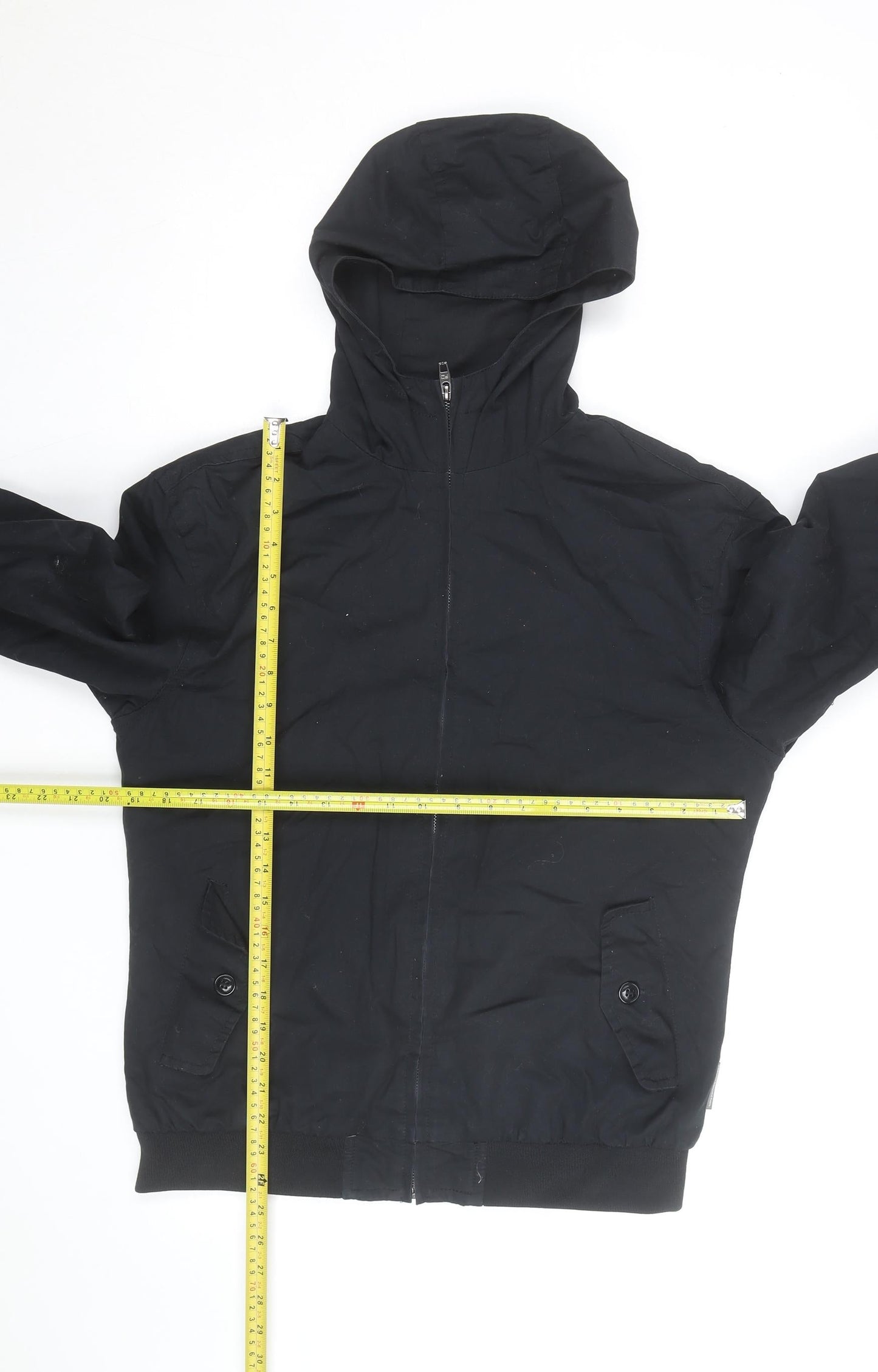 French Connection Men's Black Hooded Full Zip Windbreaker Jacket Size S