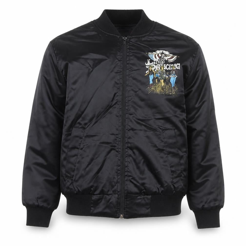 Zip It London Men's Black Bomber Jacket Size S Western Line Dancing Embroidered