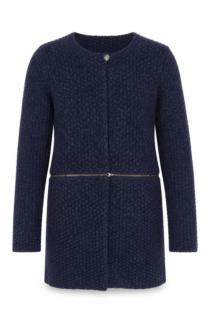 Maison de Nîmes Women's Blue Knit Cardigan Size 8 Zip Detail