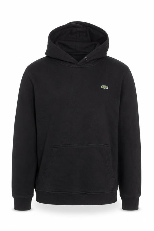 Lacoste Men's Black Pullover Hoodie M Regular Fit Logo Cotton