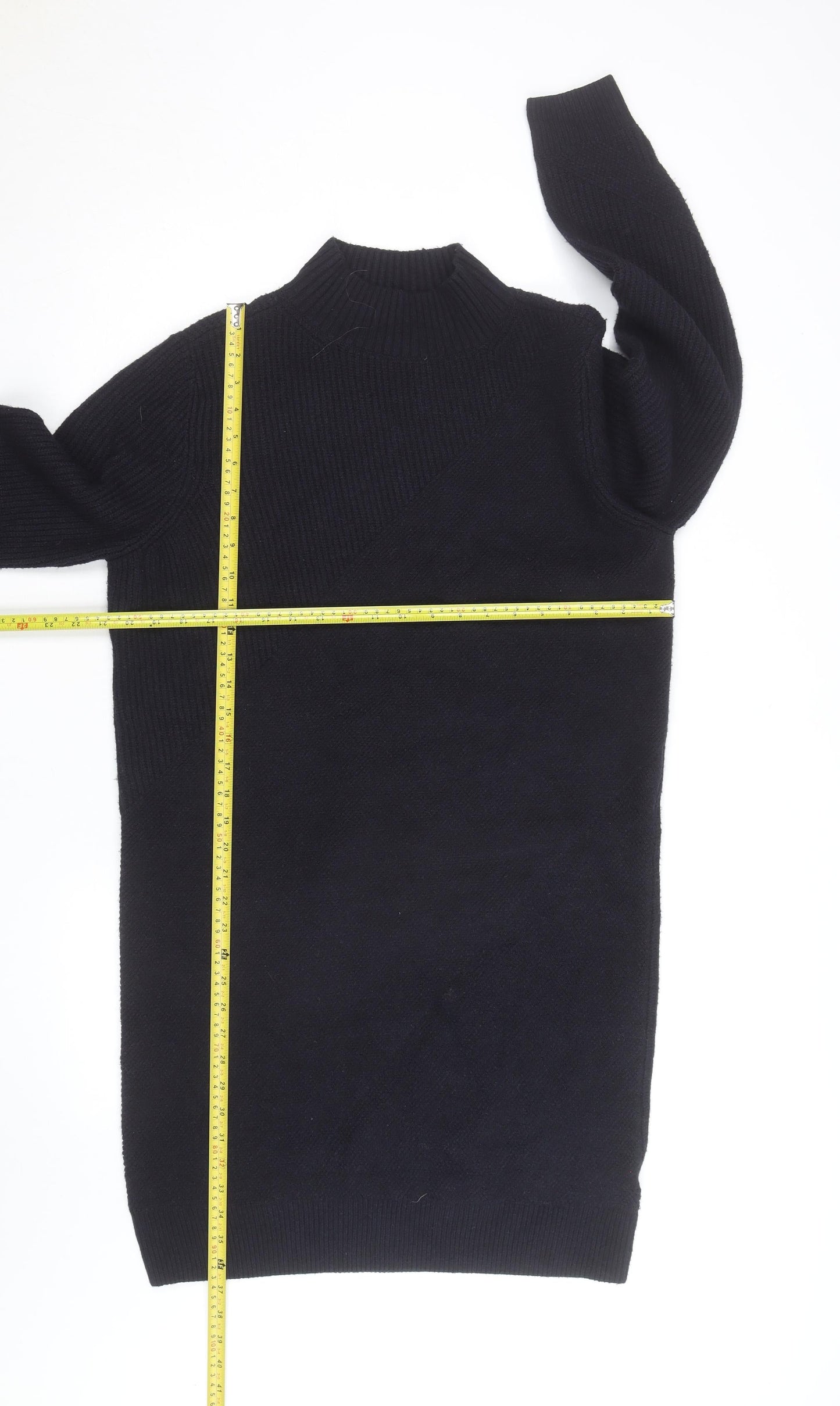 Marks and Spencer Men's Black Wool Blend Mock Neck Jumper M