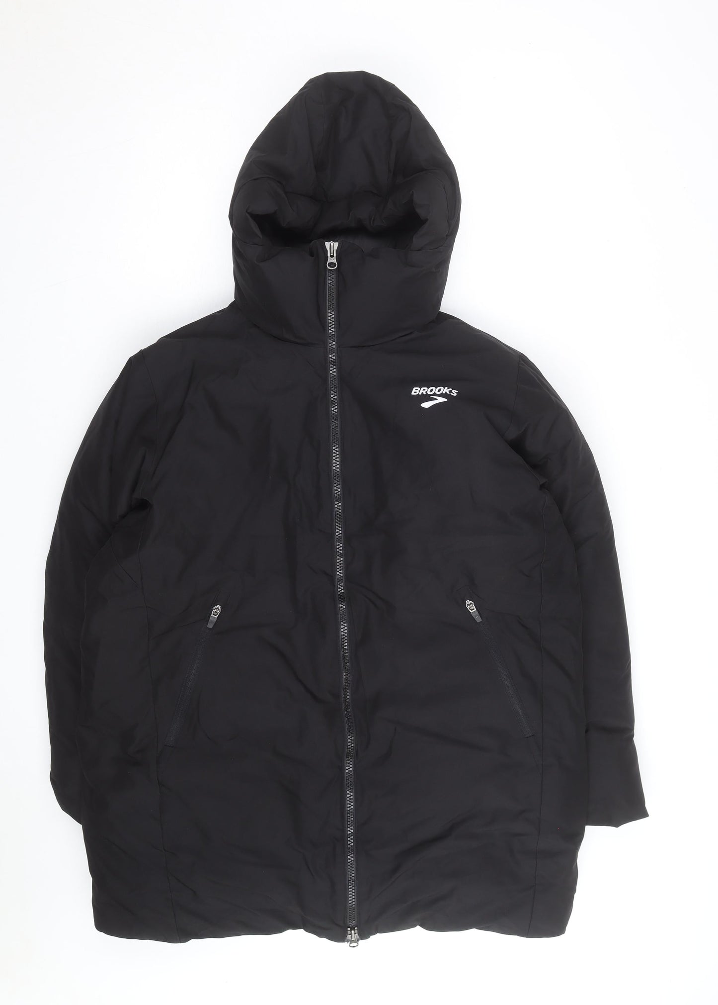 Brooks Men's Black Hooded Puffer Jacket M Winter Warm