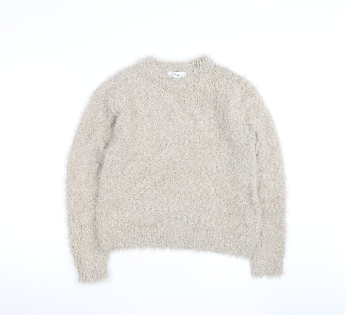 Marks and Spencer Men’s Beige Fluffy Knit Crew Neck Jumper Size S