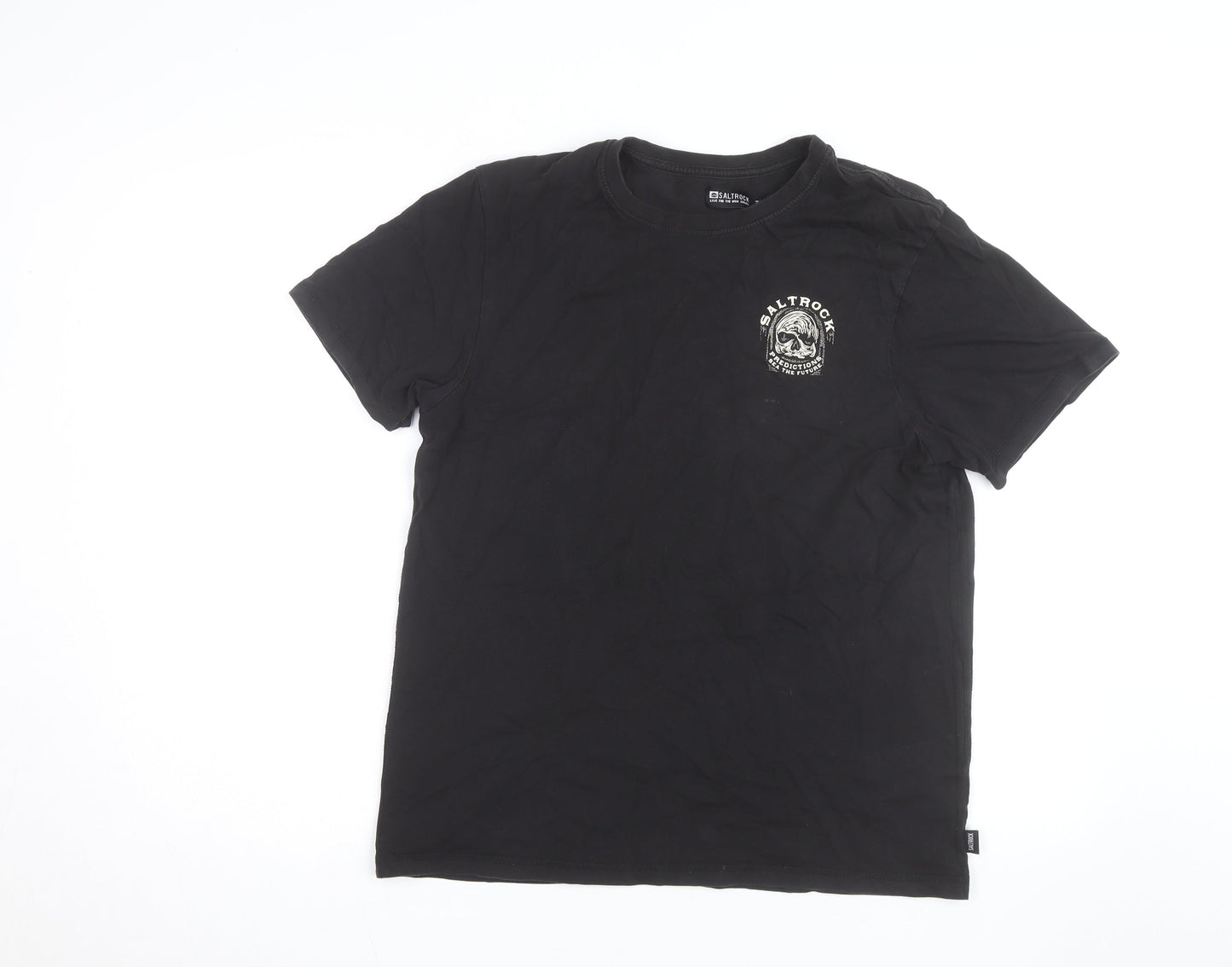 Saltrock Men's Black Graphic Skull Short Sleeve Cotton T-Shirt M