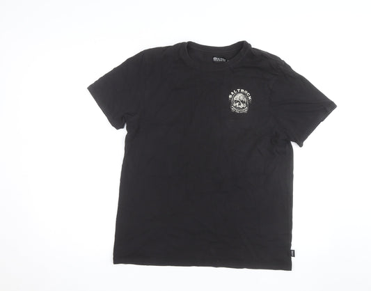 Saltrock Men's Black Graphic Skull Short Sleeve Cotton T-Shirt M