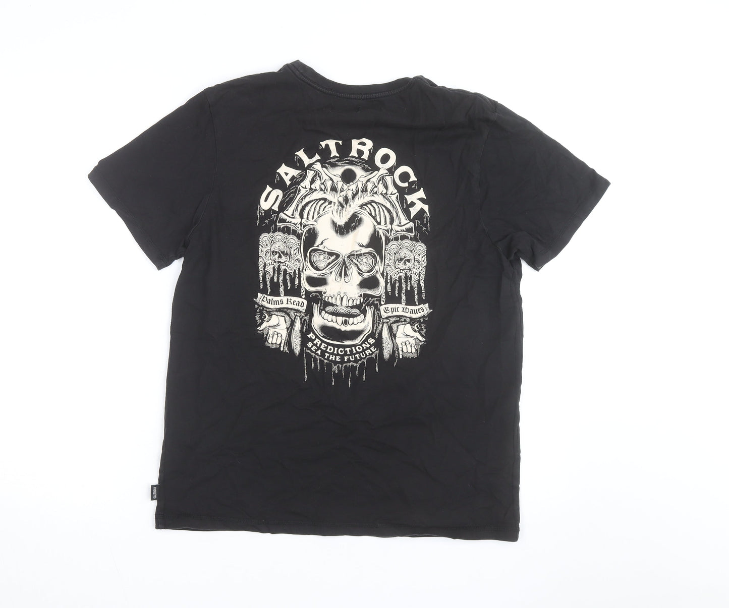 Saltrock Men's Black Graphic Skull Short Sleeve Cotton T-Shirt M