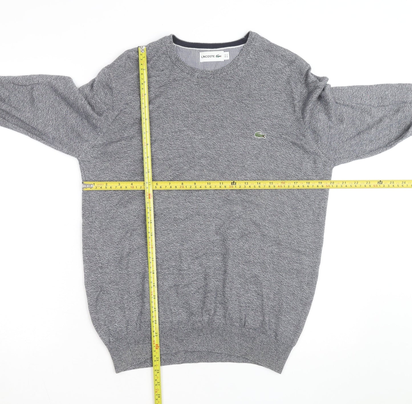 Lacoste Men's Grey Cotton Crew Neck Jumper Size S