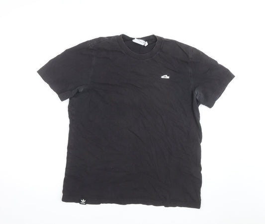Adidas Mens Black Crew Neck Short Sleeve Cotton T-Shirt Size M