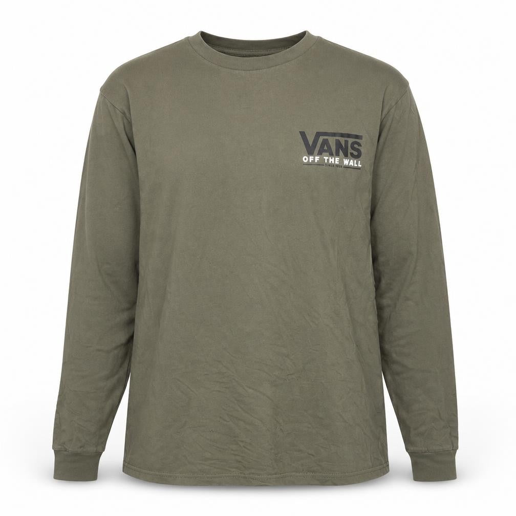 Vans Men's Green Classic Fit Long Sleeve Cotton T-Shirt Size S