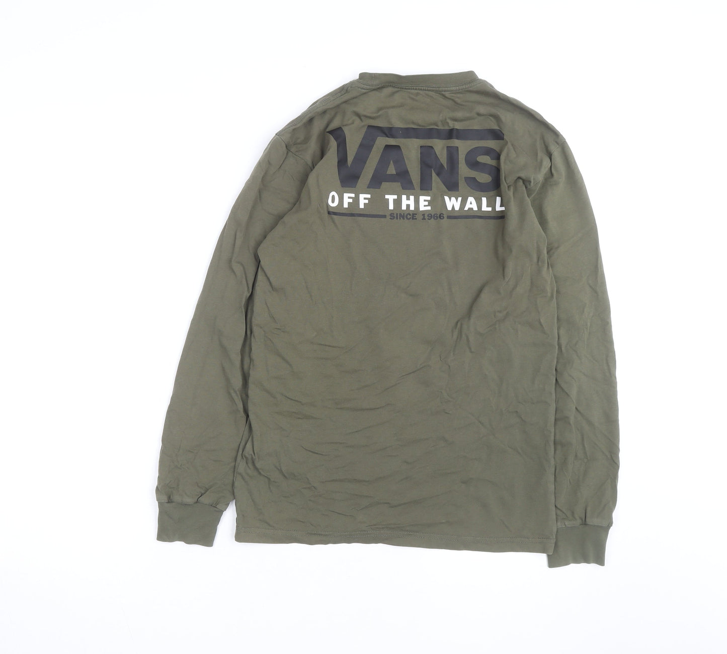 Vans Men's Green Classic Fit Long Sleeve Cotton T-Shirt Size S