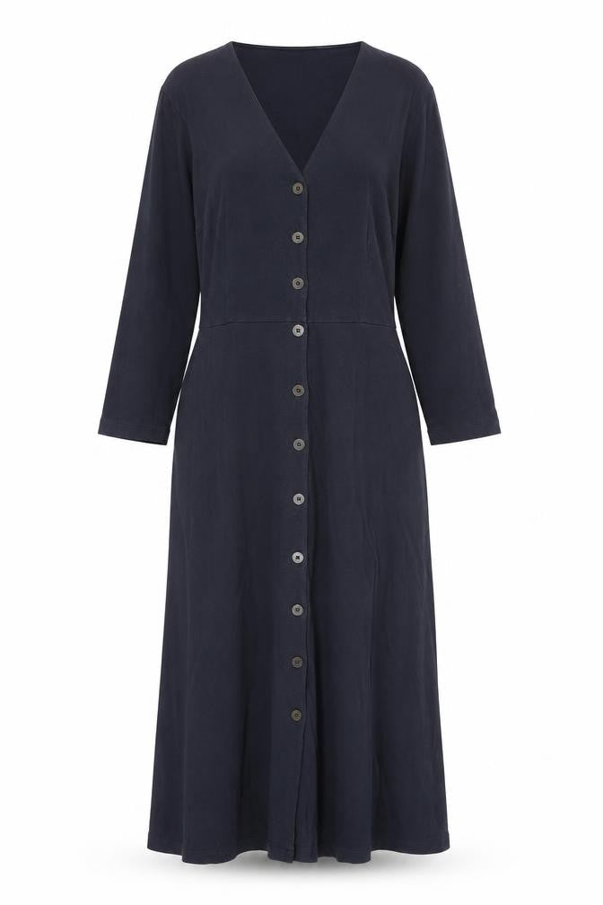 Schöffel Women Blue Midi Shirt Dress Size 12 Button Up Casual