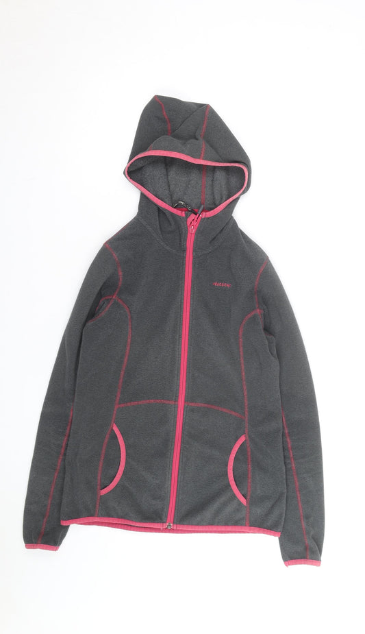 Ayacucho Women Grey Pink Full Zip Fleece Hoodie Size M