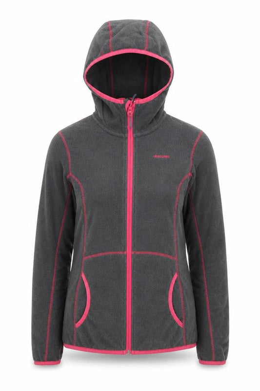 Ayacucho Women Grey Pink Full Zip Fleece Hoodie Size M