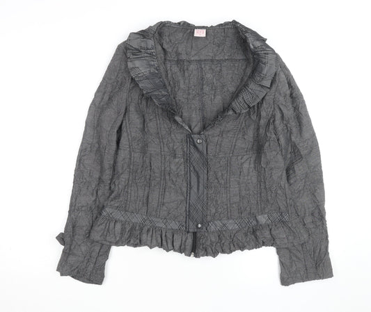 Libra Women’s Grey Ruffle Long Sleeve Blouse Size 14