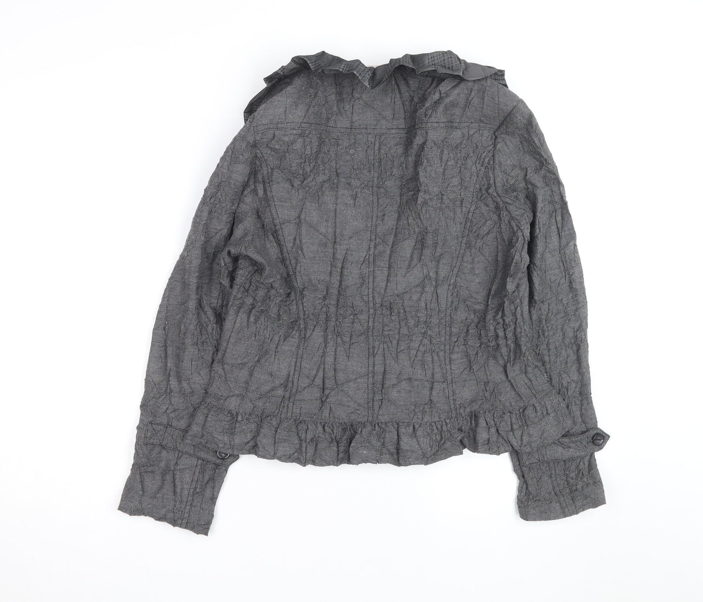 Libra Women’s Grey Ruffle Long Sleeve Blouse Size 14