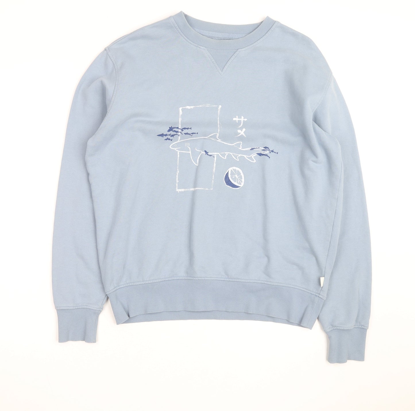Marks and Spencer Men's Blue Shark Graphic Pullover Sweatshirt Medium