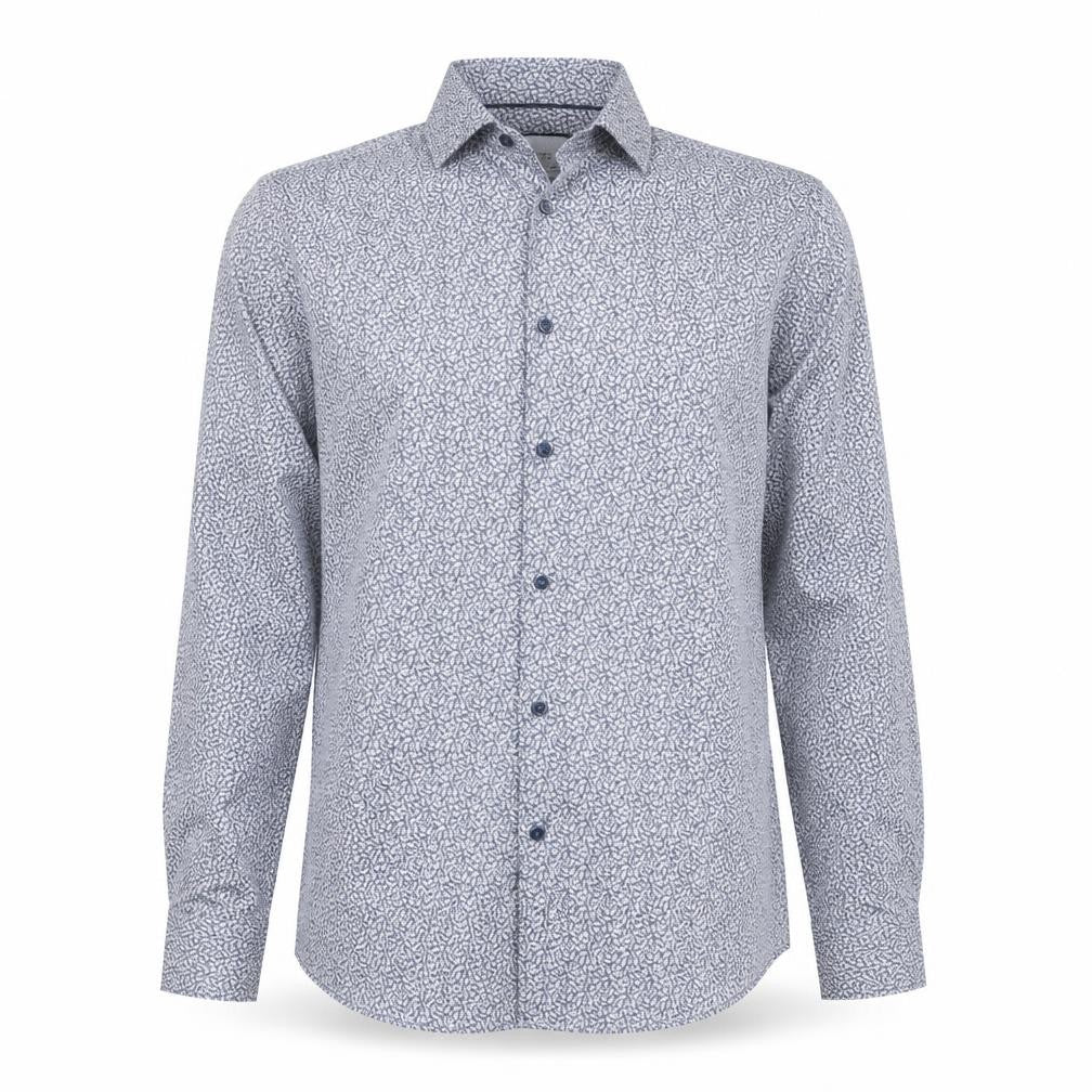 Charles Tyrwhitt Men Blue Floral Slim Fit Cotton Long Sleeve Shirt 15.5