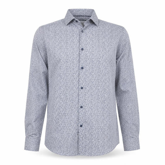 Charles Tyrwhitt Men Blue Floral Slim Fit Cotton Long Sleeve Shirt 15.5