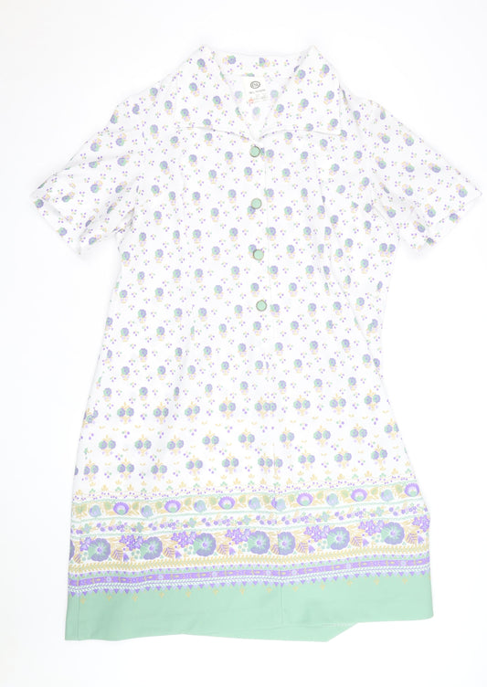 C&A Women’s White Floral Collared Shirt Dress Size 24