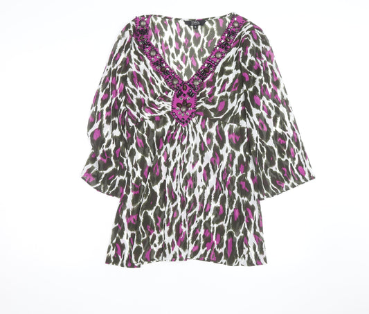 STAR by Julien Macdonald Womens Multicoloured Beaded Tunic Blouse Size 10