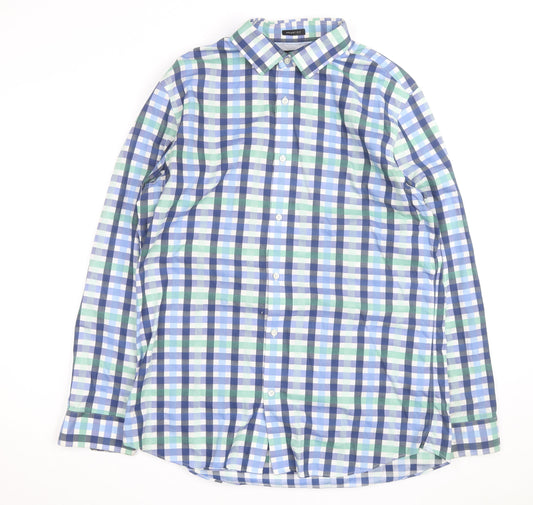 Banana Republic Men's Blue Check Grant Fit XL Button-Up Shirt