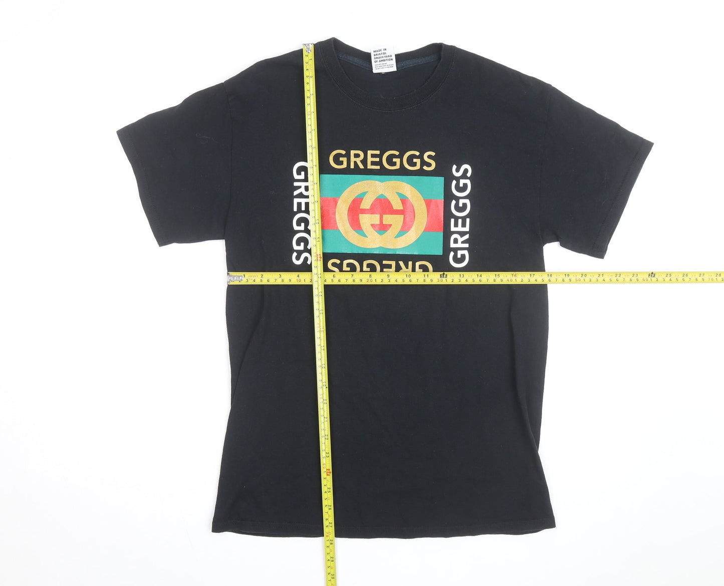 Bristol Street Wear Men’s Black 'Greggs' Funny Graphic T-Shirt M