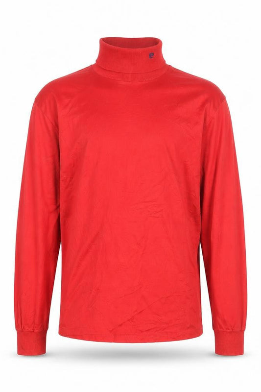 Pierre Cardin Men's Red Cotton Roll Neck Long Sleeve Top Size L