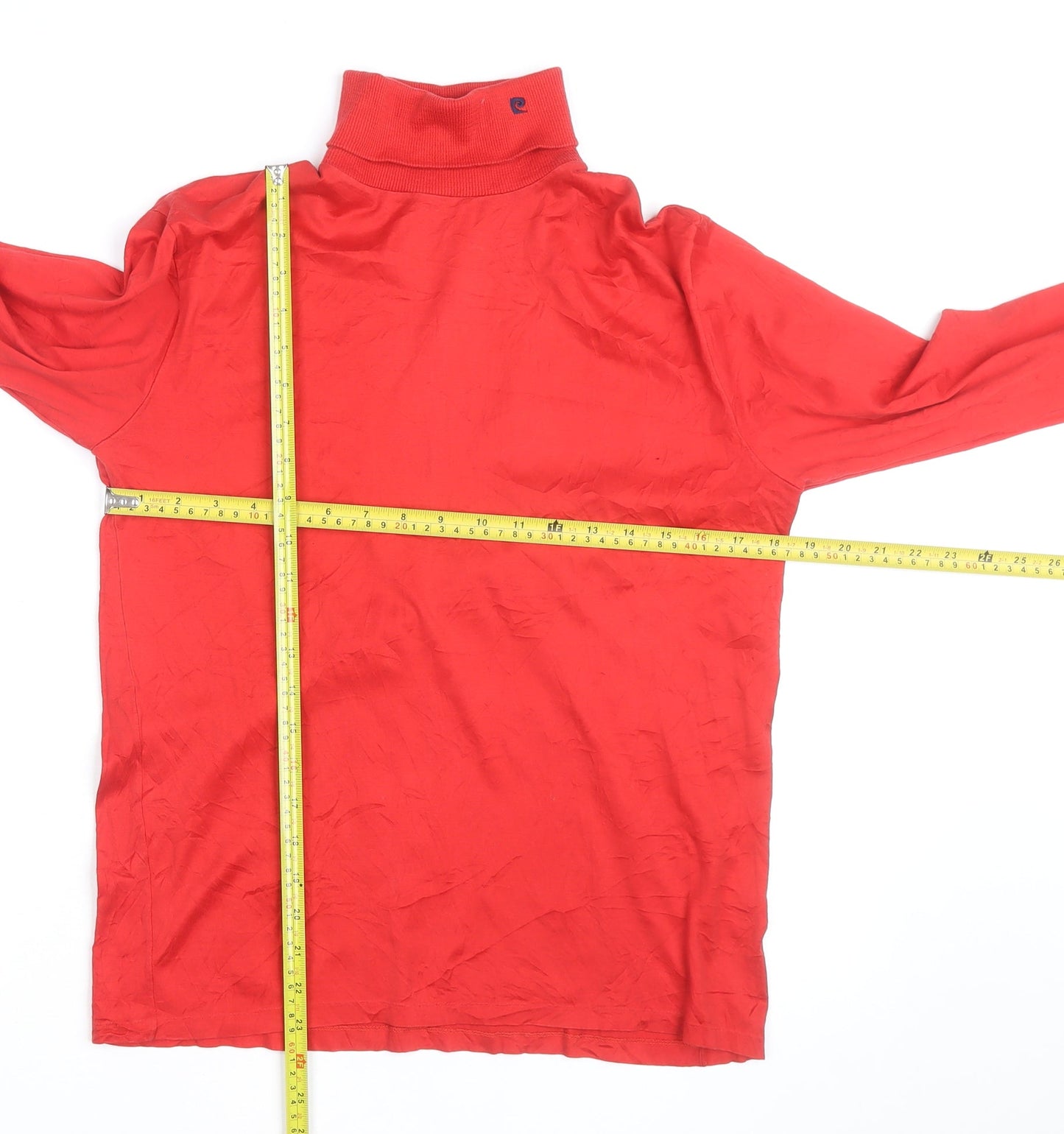Pierre Cardin Men's Red Cotton Roll Neck Long Sleeve Top Size L