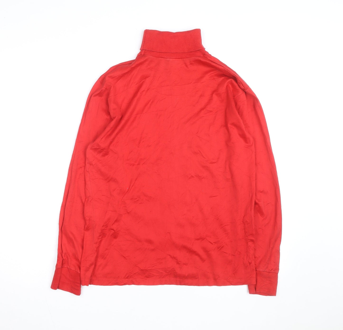Pierre Cardin Men's Red Cotton Roll Neck Long Sleeve Top Size L