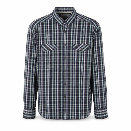 Marks & Spencer Men's Blue Plaid Cotton Button-Up Shirt L