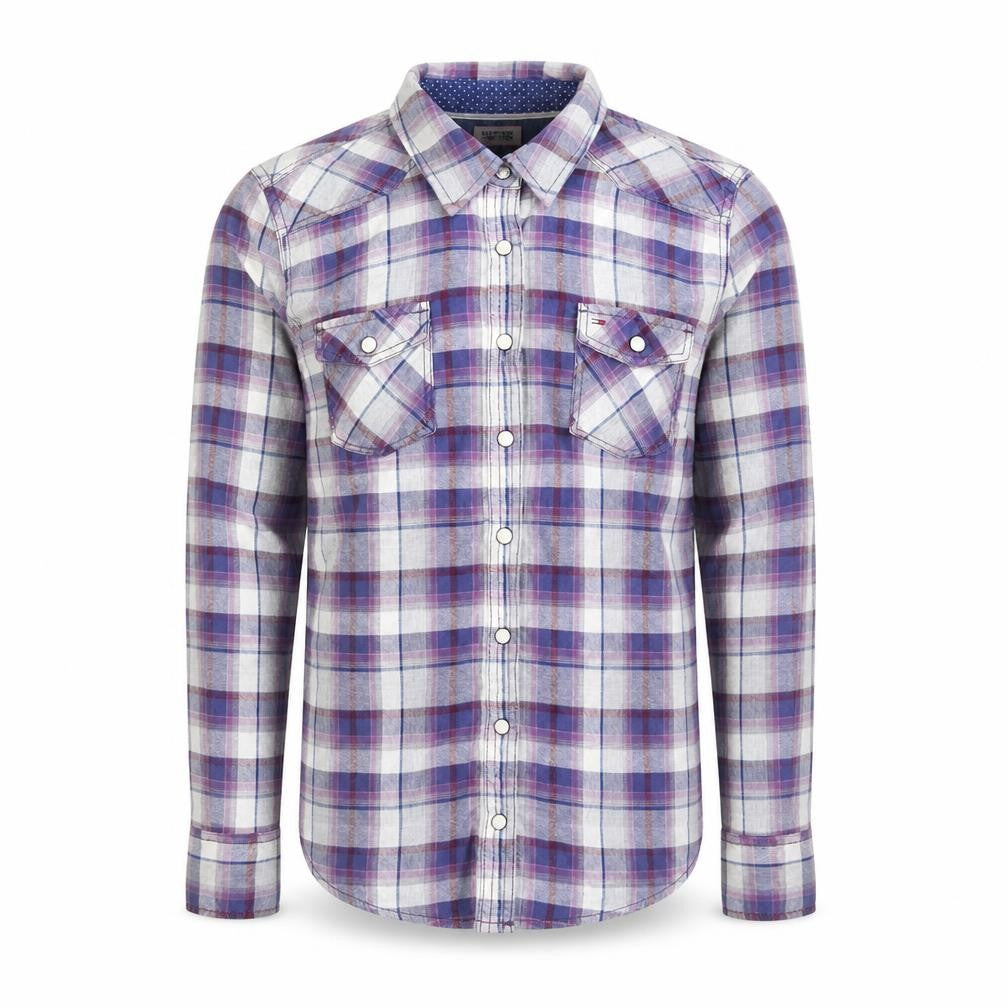 Hilfiger Denim Men's Purple Plaid Flannel Shirt Size S Regular Fit