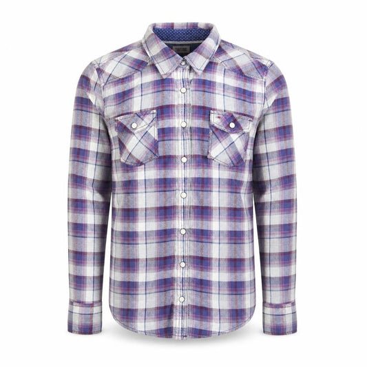 Hilfiger Denim Men's Purple Plaid Flannel Shirt Size S Regular Fit