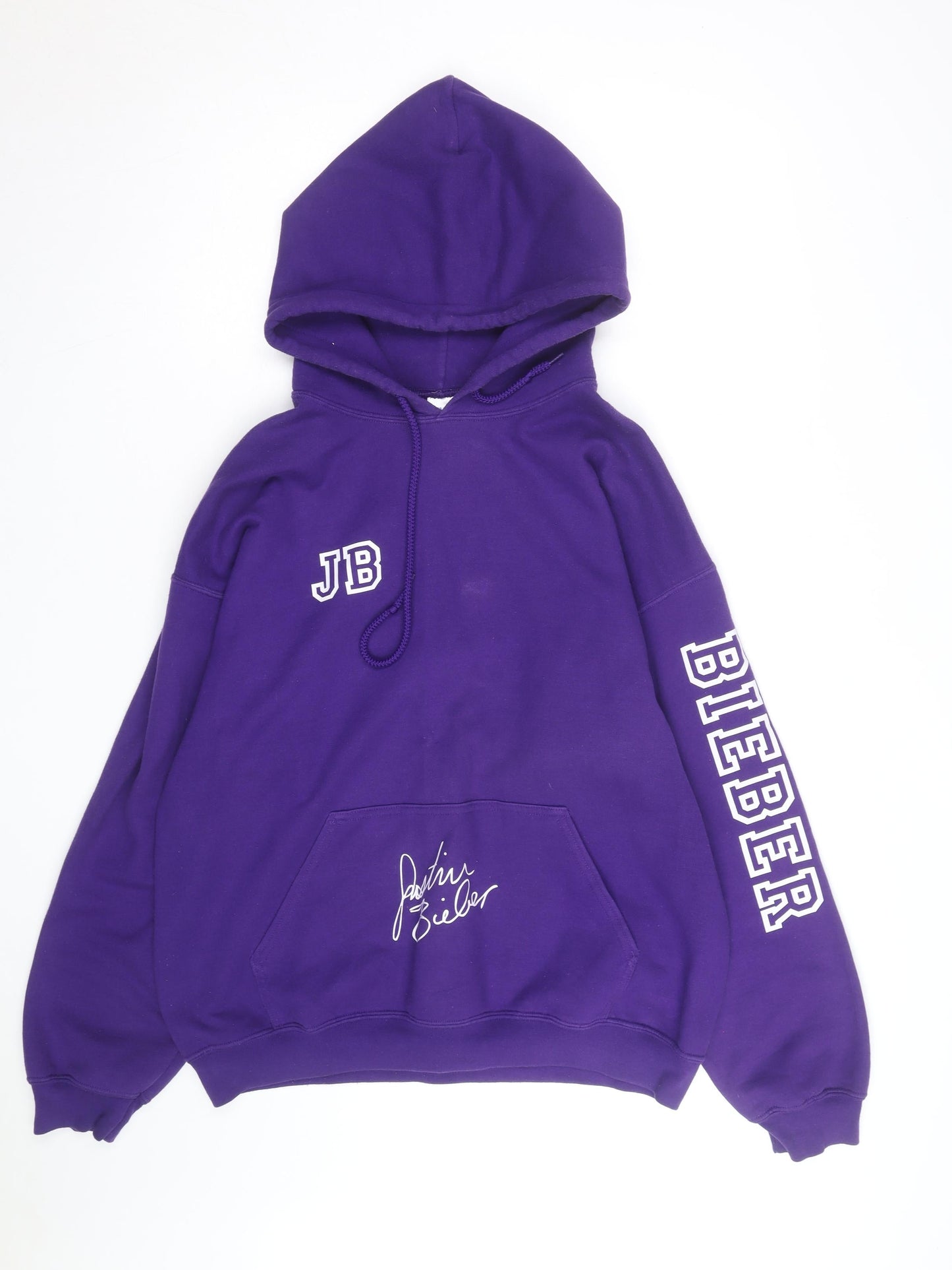 Gildan Men’s Purple Justin Bieber Music Pullover Hoodie L