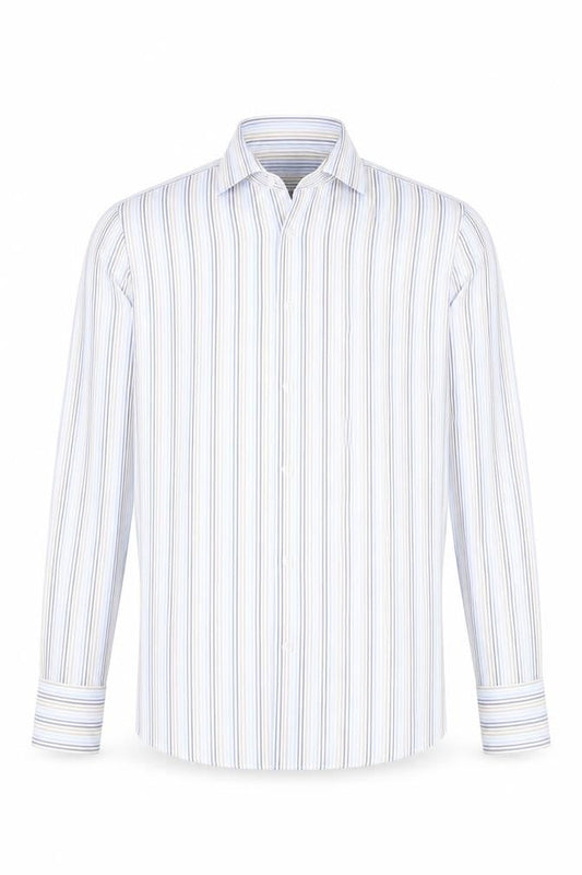 Jeff Banks Men’s Blue Striped Tailored Fit Long Sleeve Shirt 16in