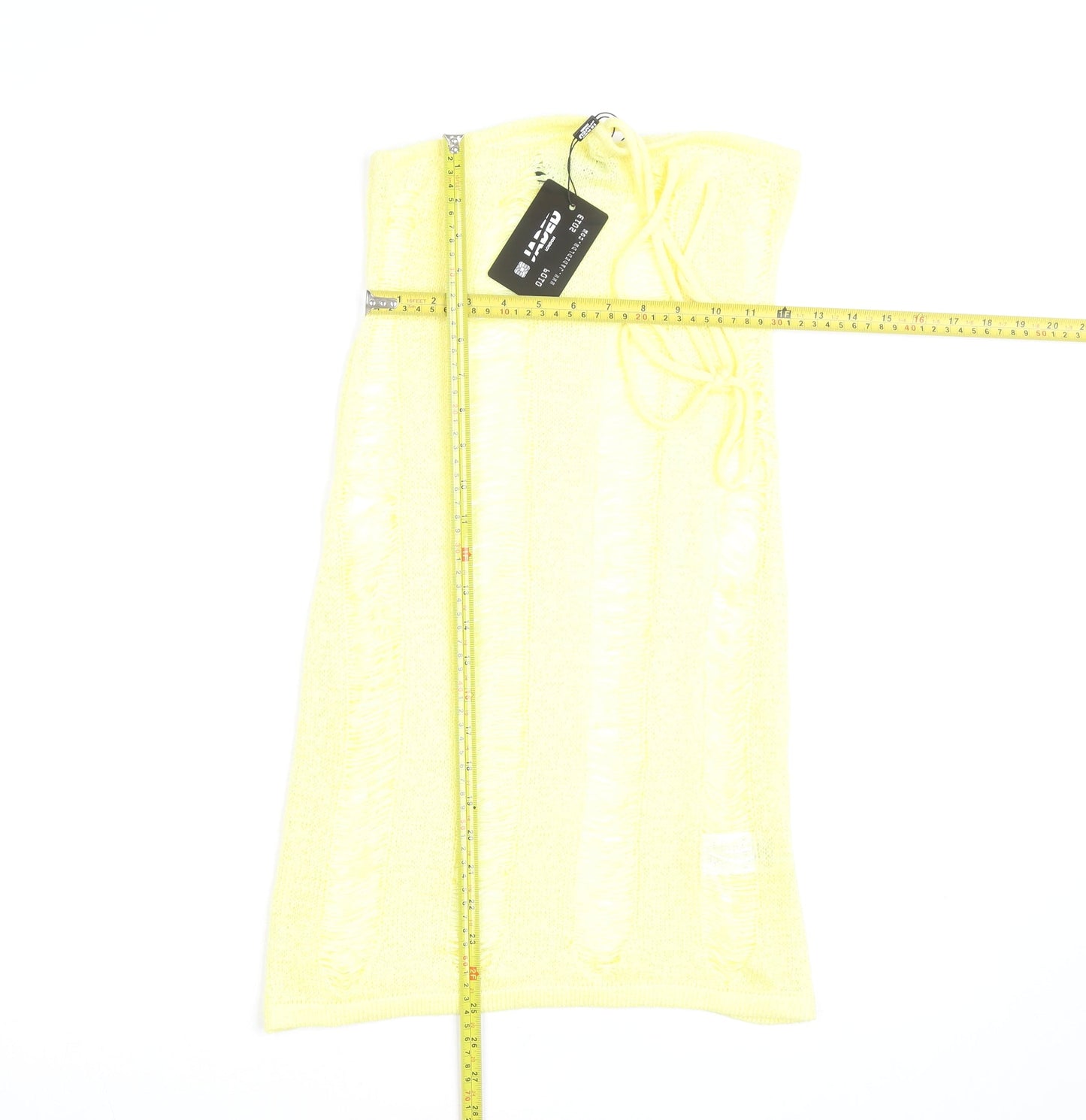 Jaded London Women's Yellow Knit Strapless Mini Bodycon Dress S