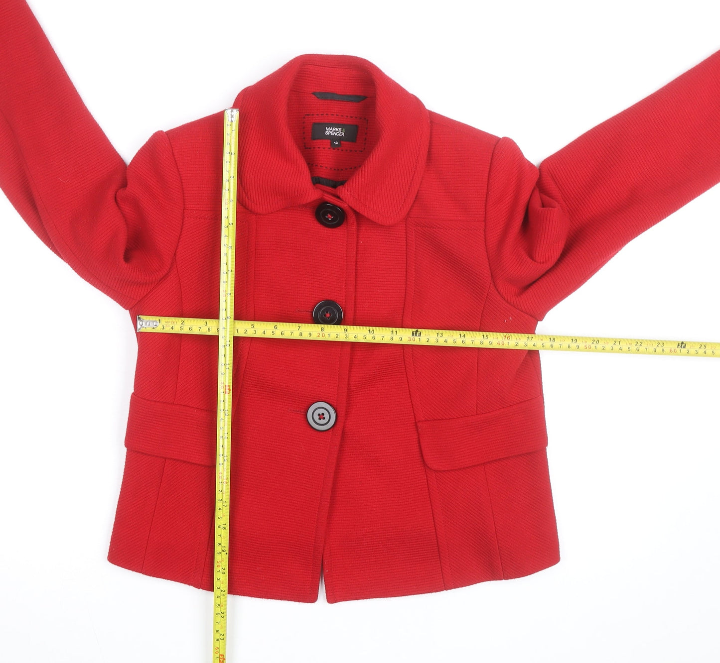 Marks and Spencer Women Red Size 12 Short Blazer Jacket