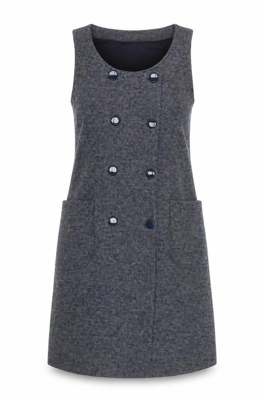 Laura Ashley Women Grey Tweed Sleeveless Pinafore Dress Size 12
