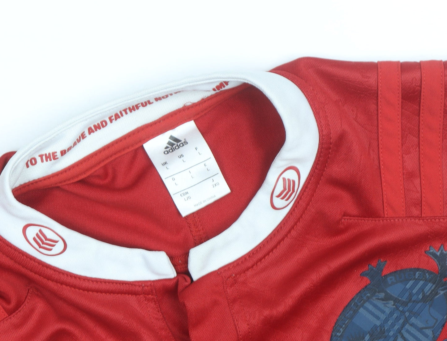 Adidas Men's Red Rugby Jersey Top Size L Athletic Fit