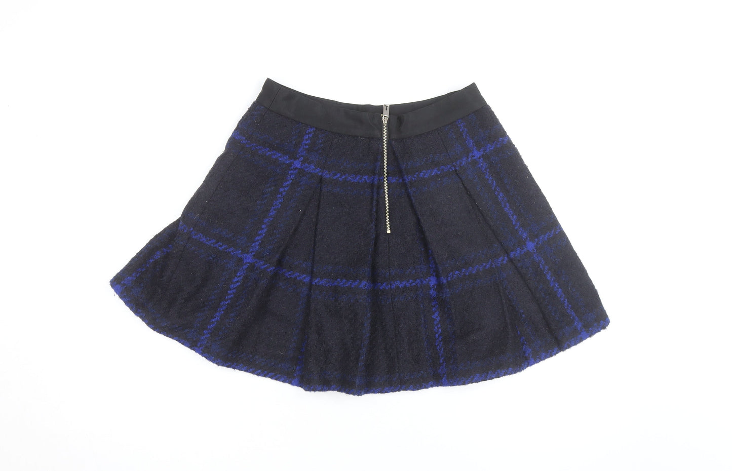 Ted Baker Womens Blue Check Wool Blend A-Line Short Skirt Size 8