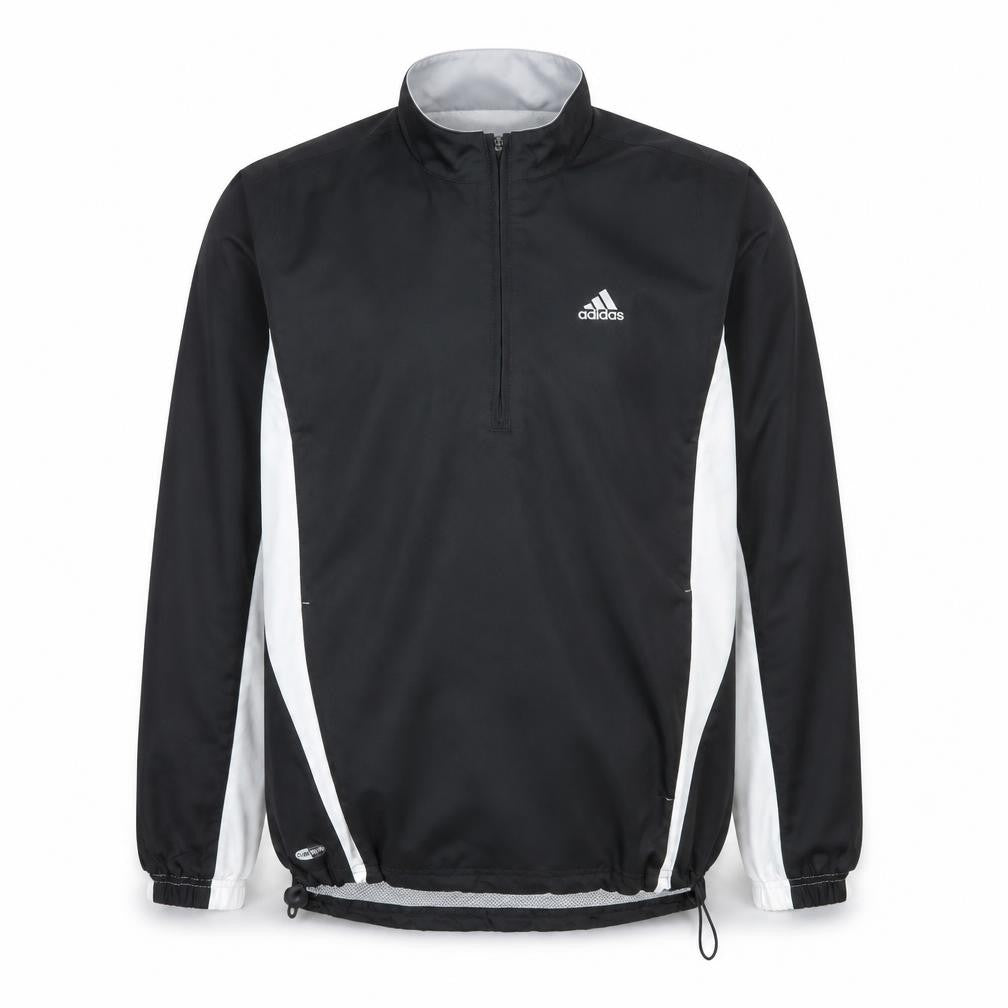 Front view of Adidas Men's Black s 1/2 Zip Windbreaker Track Jacket