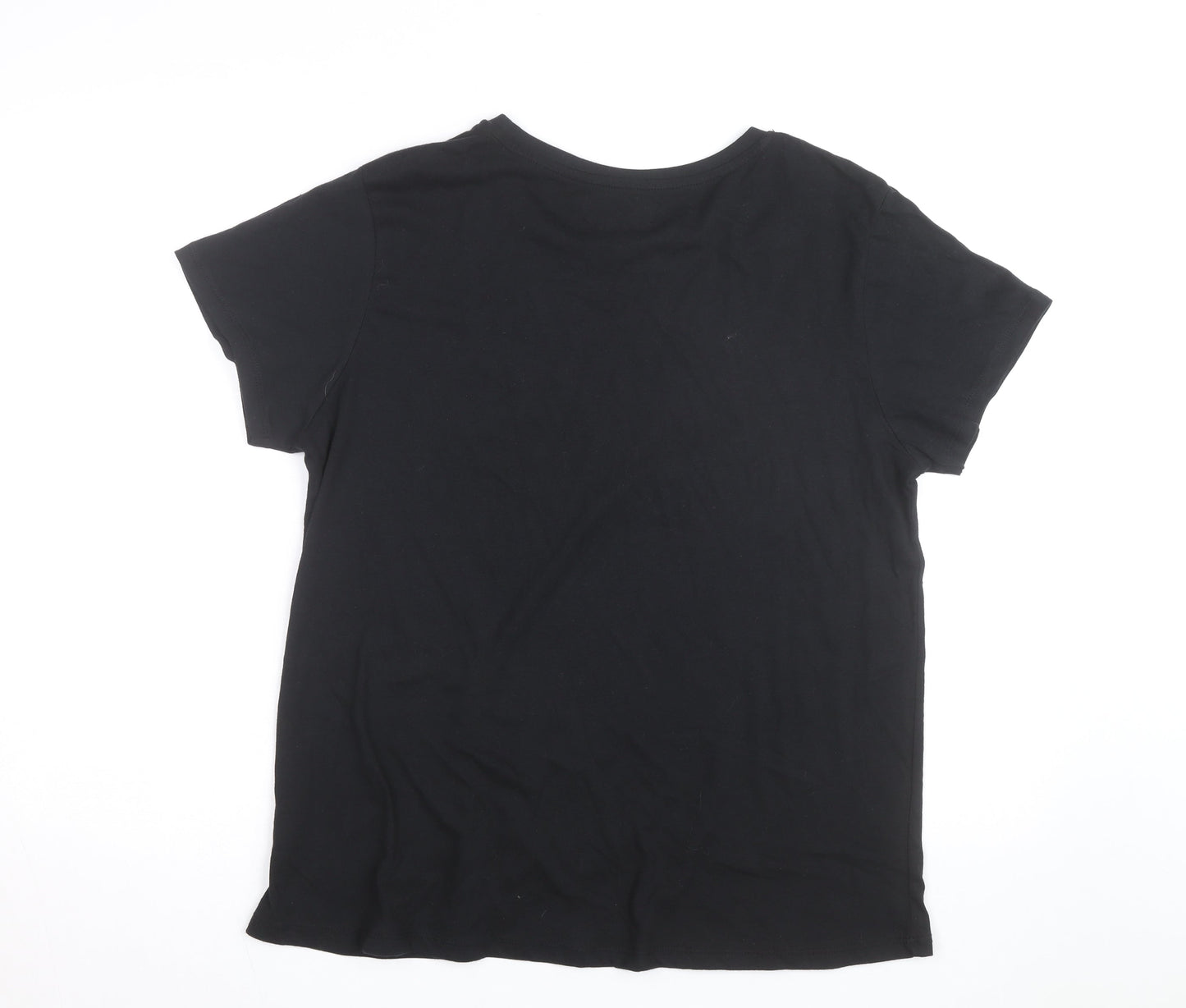 Paramour Women's Black Cotton Star Beaded Short Sleeve T-Shirt Size 14