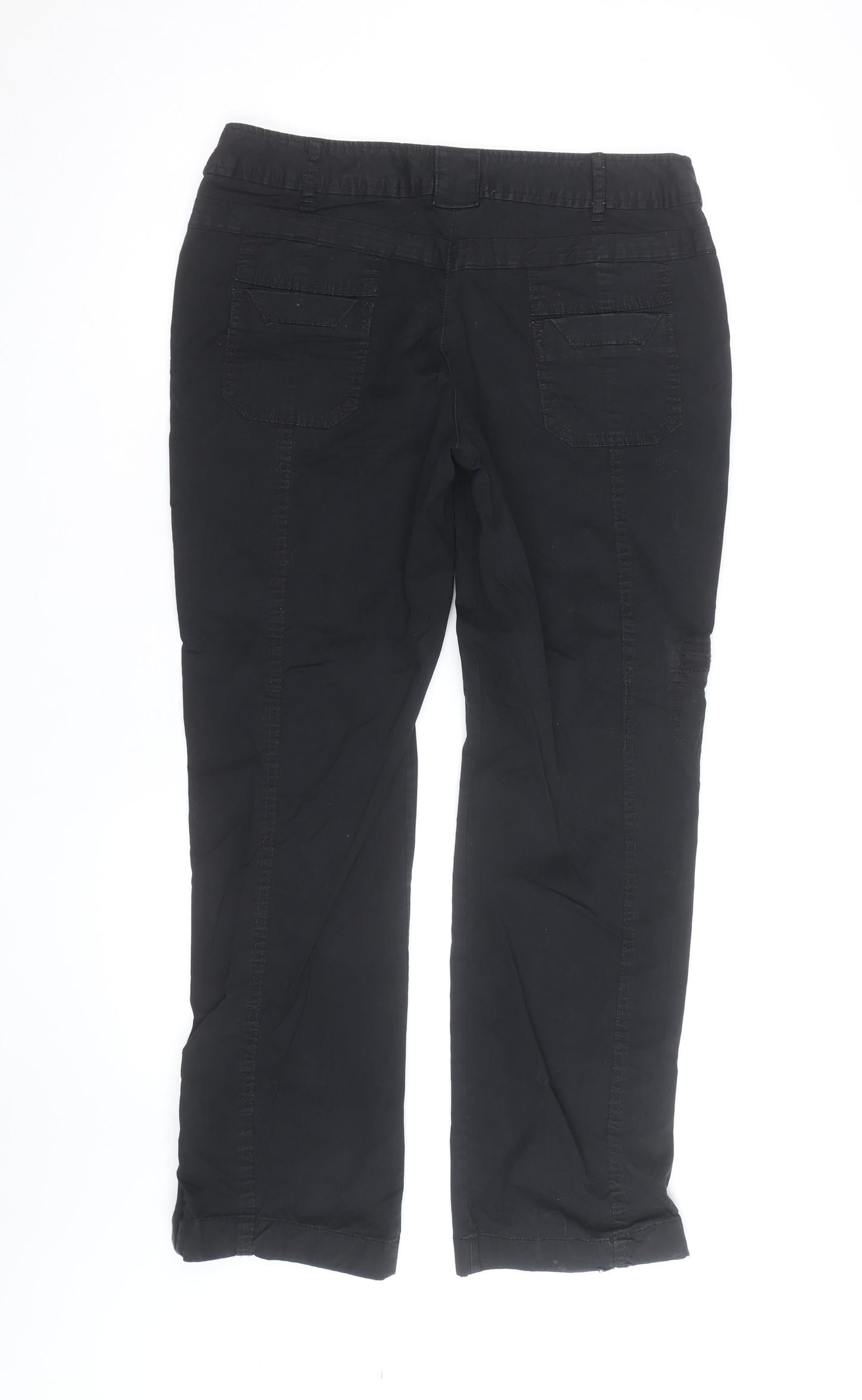 Next Women's Black Cargo Trousers Size 12 Regular Cotton Blend