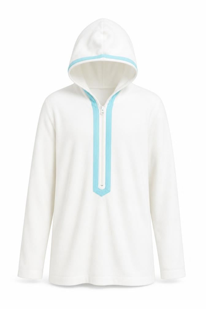 Gap Mens XS White 1/2 Zip Terry Hoodie Lightweight Cotton Blend