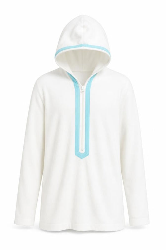 Gap Unisex XS White 1/2 Zip Terry Hoodie Lightweight Cotton Blend
