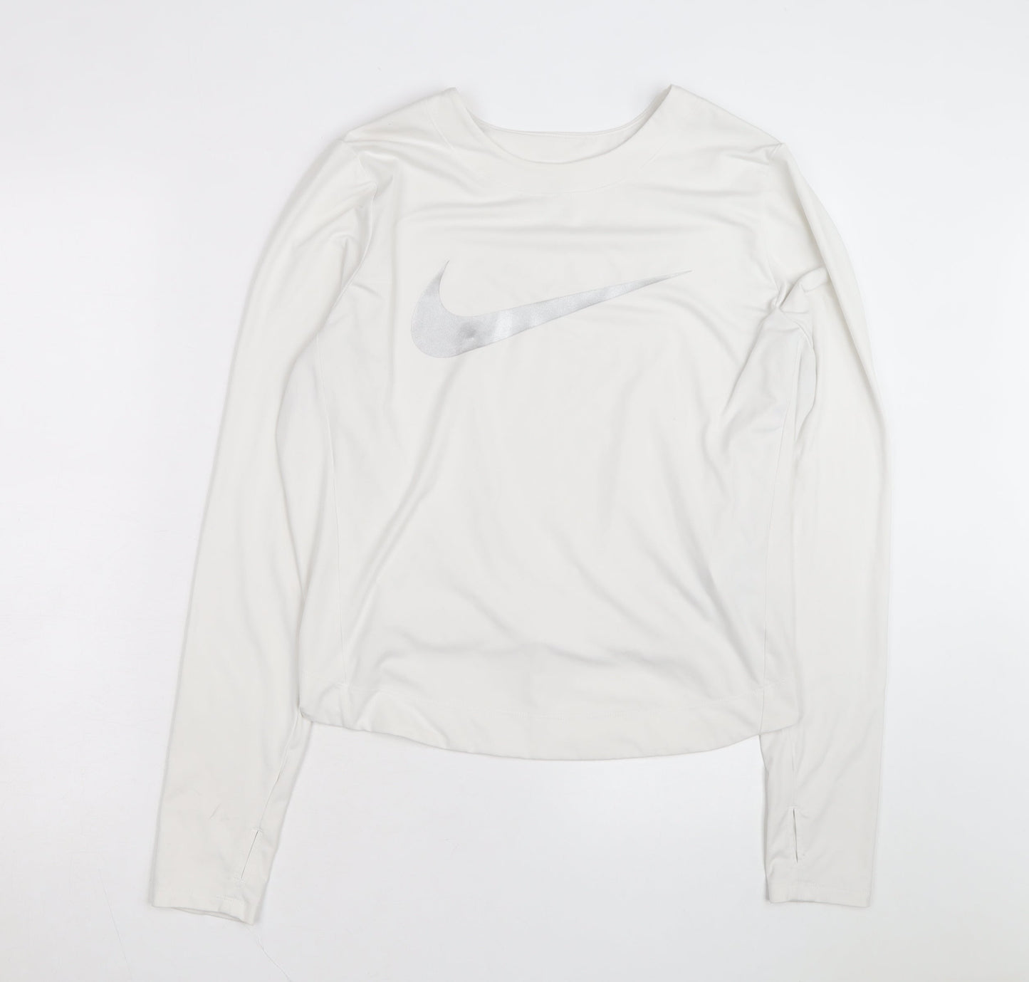 Nike Men's White Dri-Fit Long Sleeve Athletic Top L