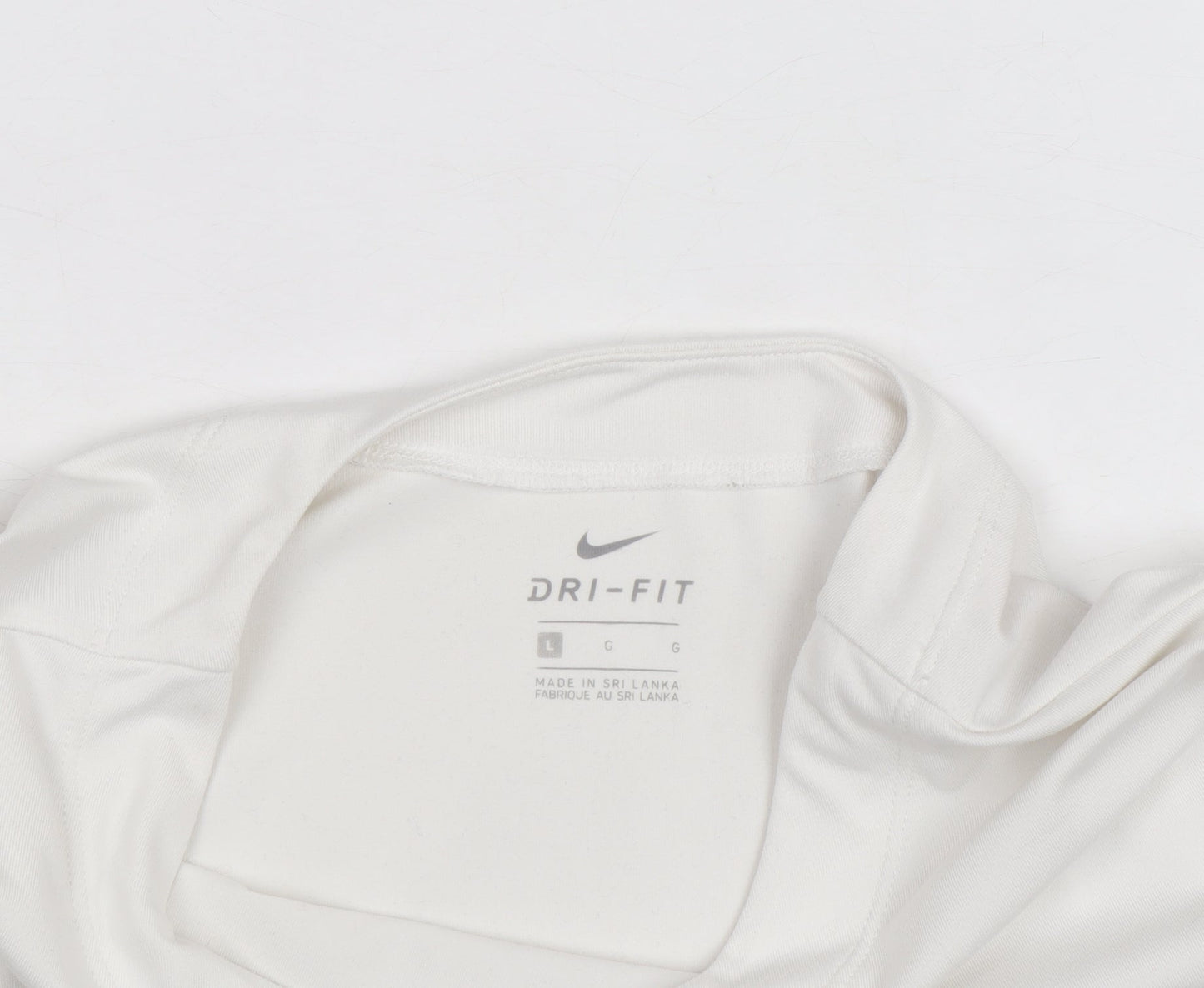 Nike Men's White Dri-Fit Long Sleeve Athletic Top L