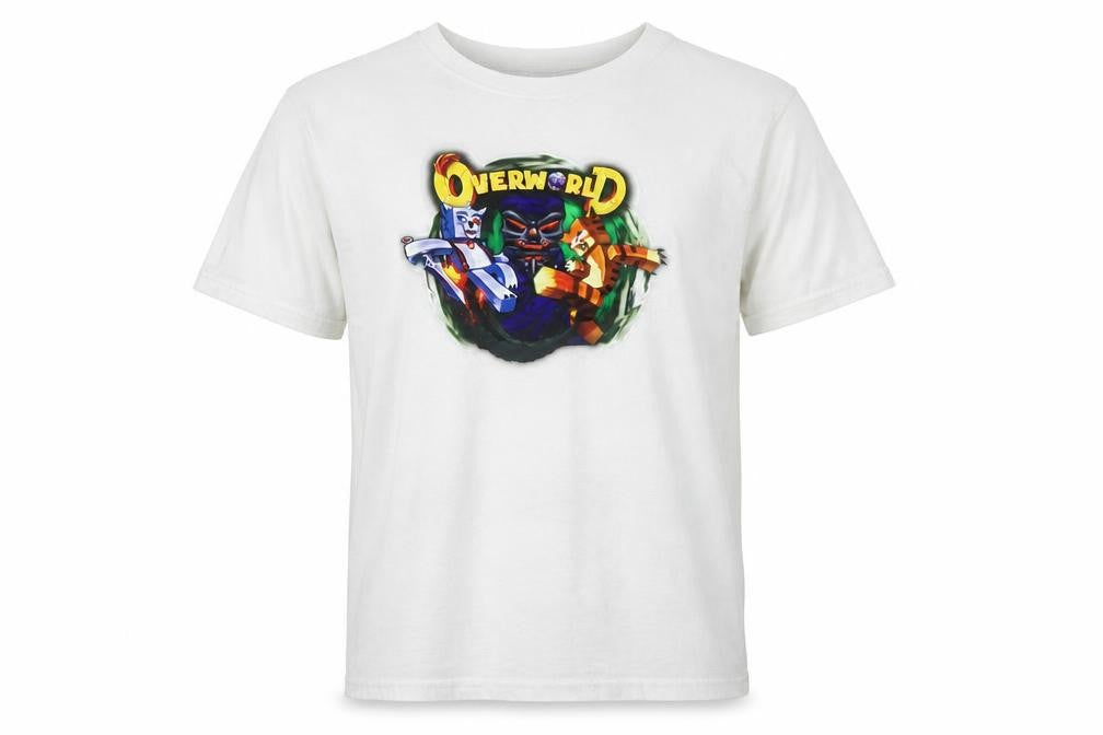 Gildan Men's White Overworld Graphic Print Cotton T-Shirt M