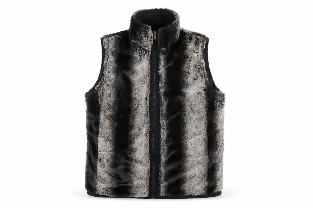 CEM Men's Grey Faux Fur Zip Waistcoat Bodywarmer M